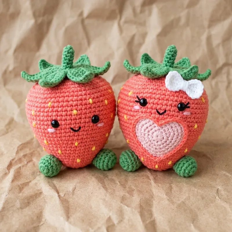 Duo Amigurumi Fraise Pastel