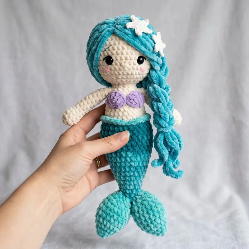 Poupée Sirène Bleu Océan Peluche